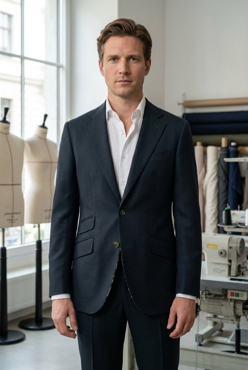 Anzug – PERMANENT HERITAGE, Dieser elegante schwarze Stoff aus 100% Wolle zeichnet sich durch eine glatte Oberfläche aus und eignet sich perfekt für formale Anlässe.