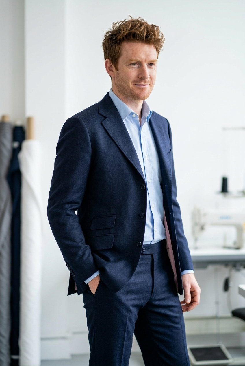 Anzug – CLASSIC WORSTED FLANNEL, Navy Solid
