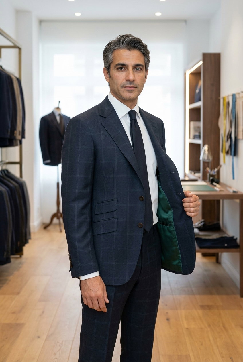 Anzug – ROYAL MILE 1976, Navy Multi Shadow Windowpane