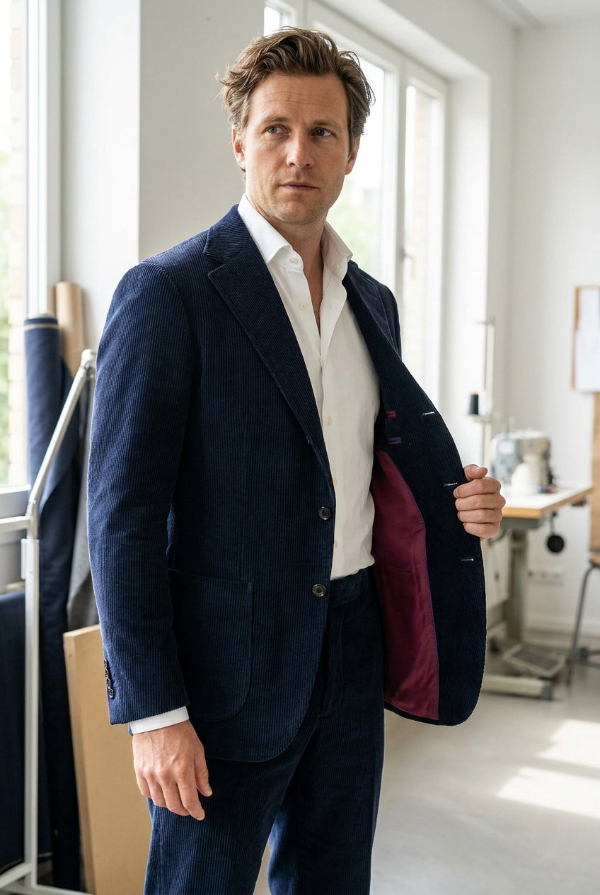 Anzug – CORDUROYS & MOLESKIN, Navy 11 Wale Corduroy