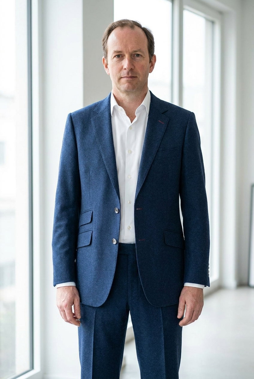 Anzug – CLASSIC WOOLLEN FLANNEL, French Blue Solid