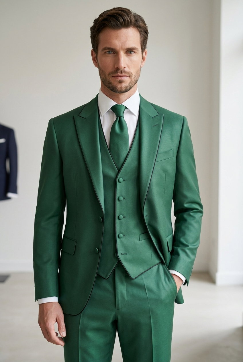 Anzug – Dinner Jackets, Dieser edle Stoff aus 100% reiner Seide zeichnet sich durch seine glatte Oberfläche und mittlere Farbintensität aus. Ideal für formale Anlässe und elegante Garderobe.